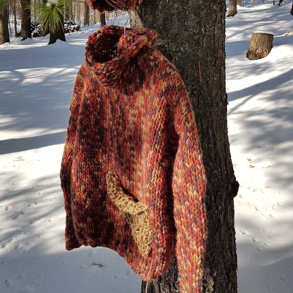 Winter set, Autumn colors , sweater and matching hat, hand knitted - Picture 2 of 10